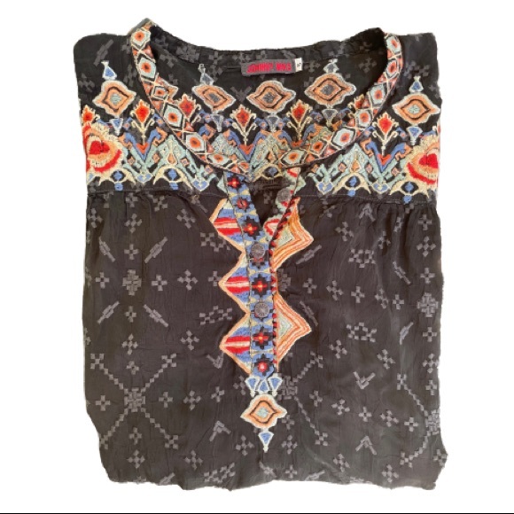 SOLD- EUC- Johnny Was Black Laced and Embroidered Floral Gina Blouse- Size Small - Picture 4 of 5